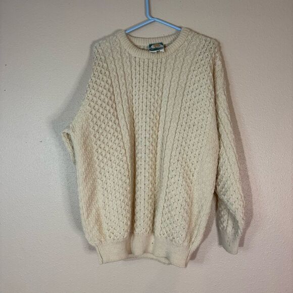 Gaeltarra of Ireland wool and Alpaca
 Cream Cable Knit Sweater L - Picture 2 of 5